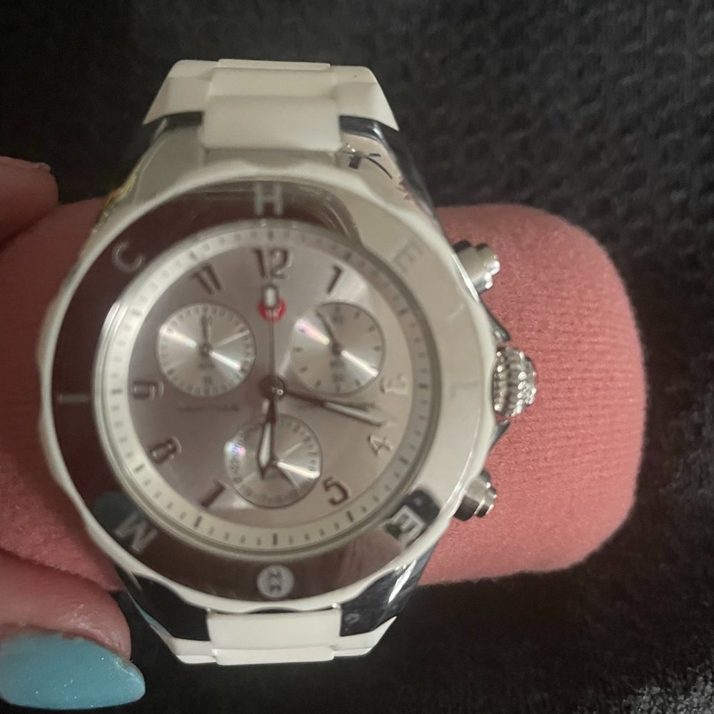 Michele Tahitian Chronograph with Silver/White case jelly bean watch